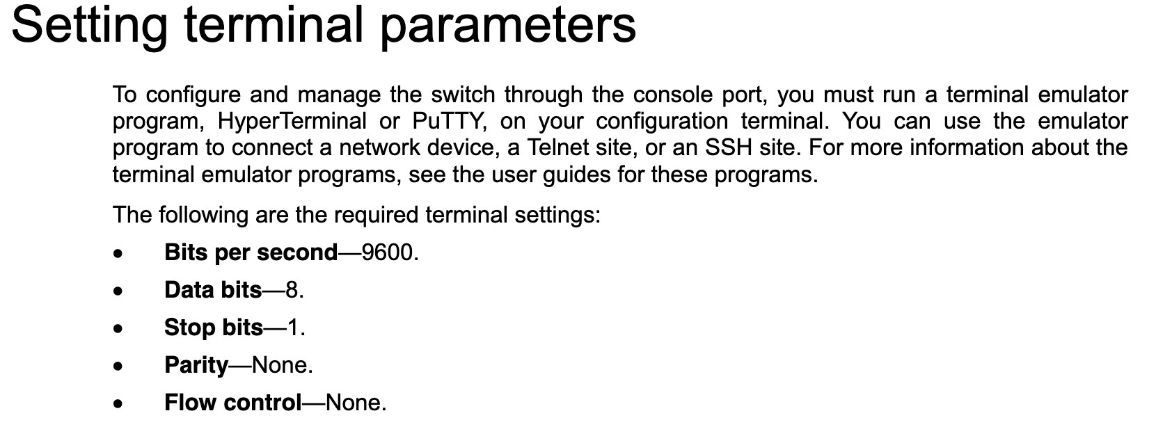 Terminal Parameters