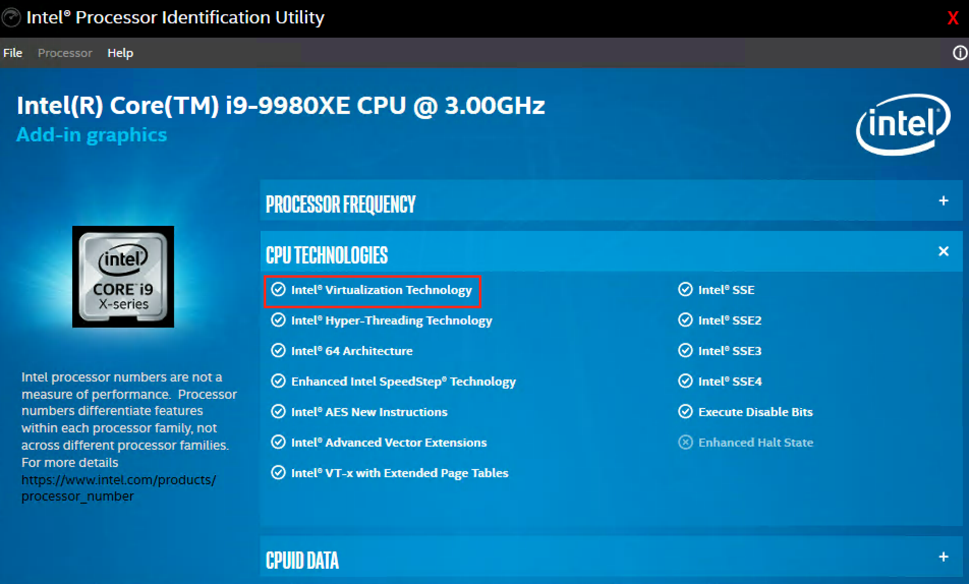 Intel Processor Identification Utility