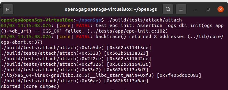 Core Dump in Open5GS Test