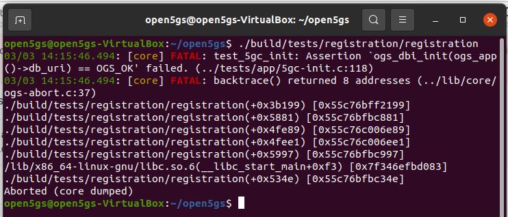 Another Core Dump in Open5GS Test