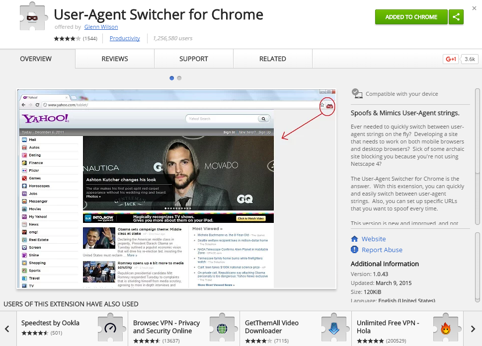 User-Agent Switcher for Chrome