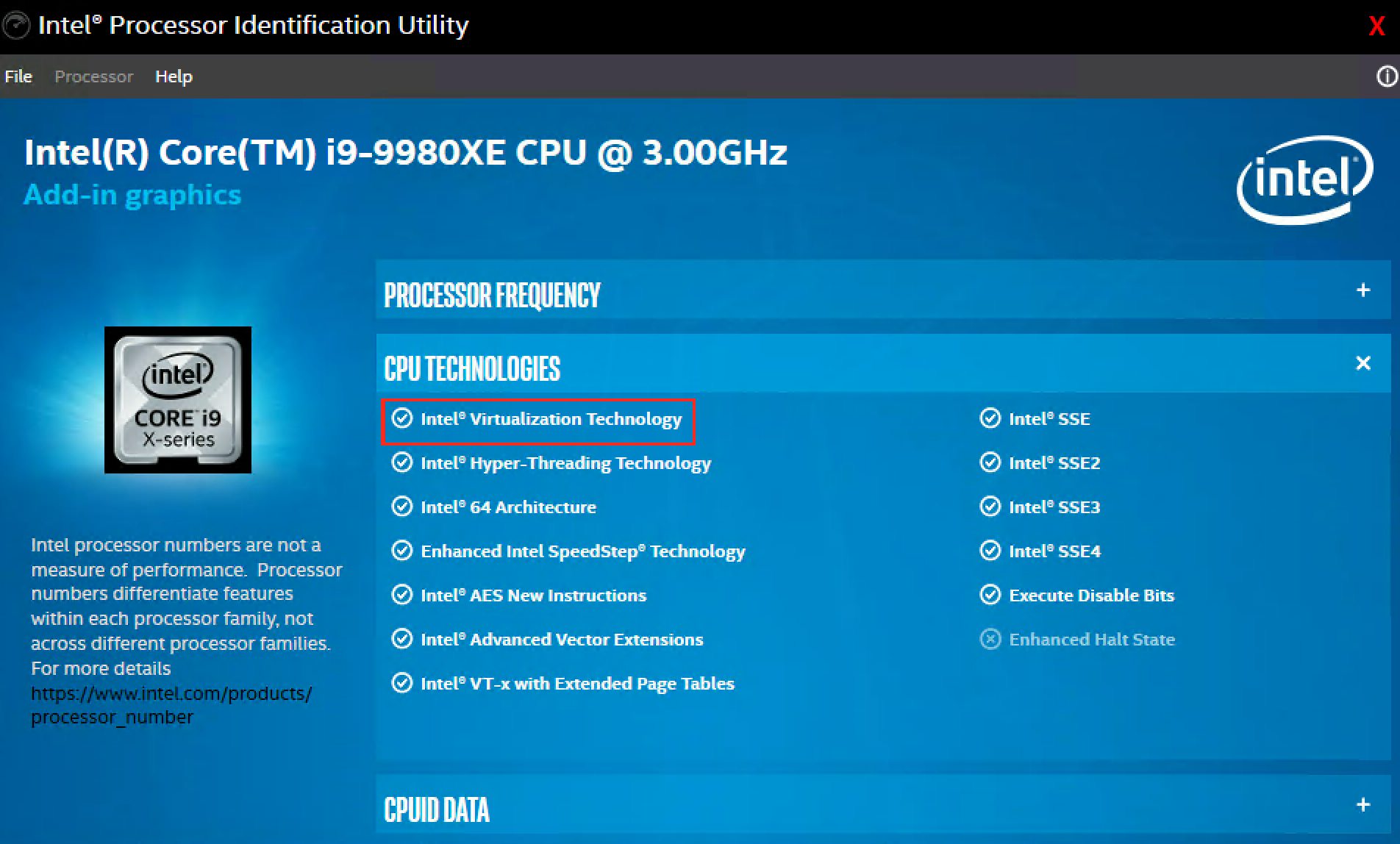what does the intel processor identification utility do
